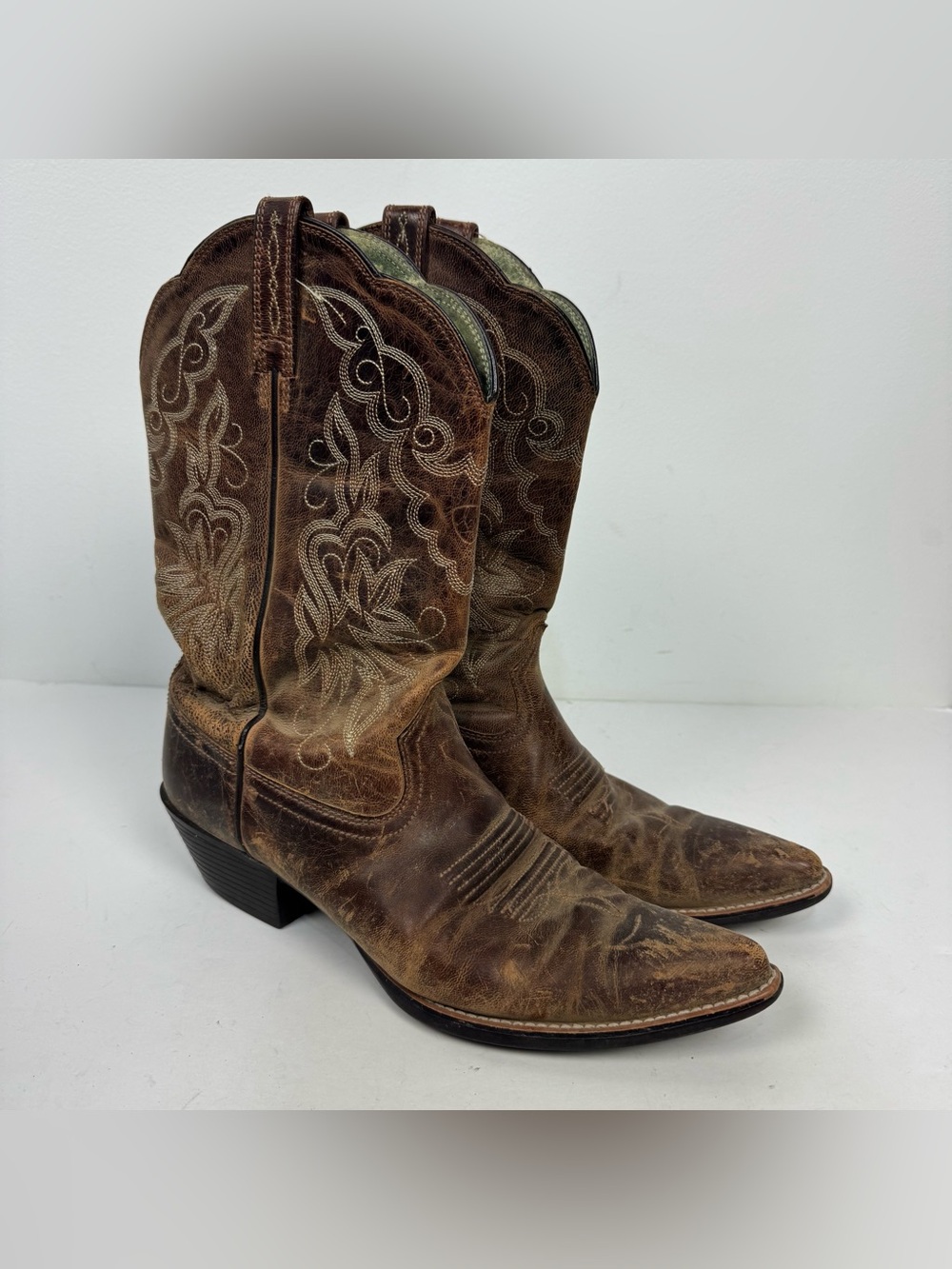 Ariat Brown Leather Pointed Toe Western Rodeo Line Dancing Boots Country